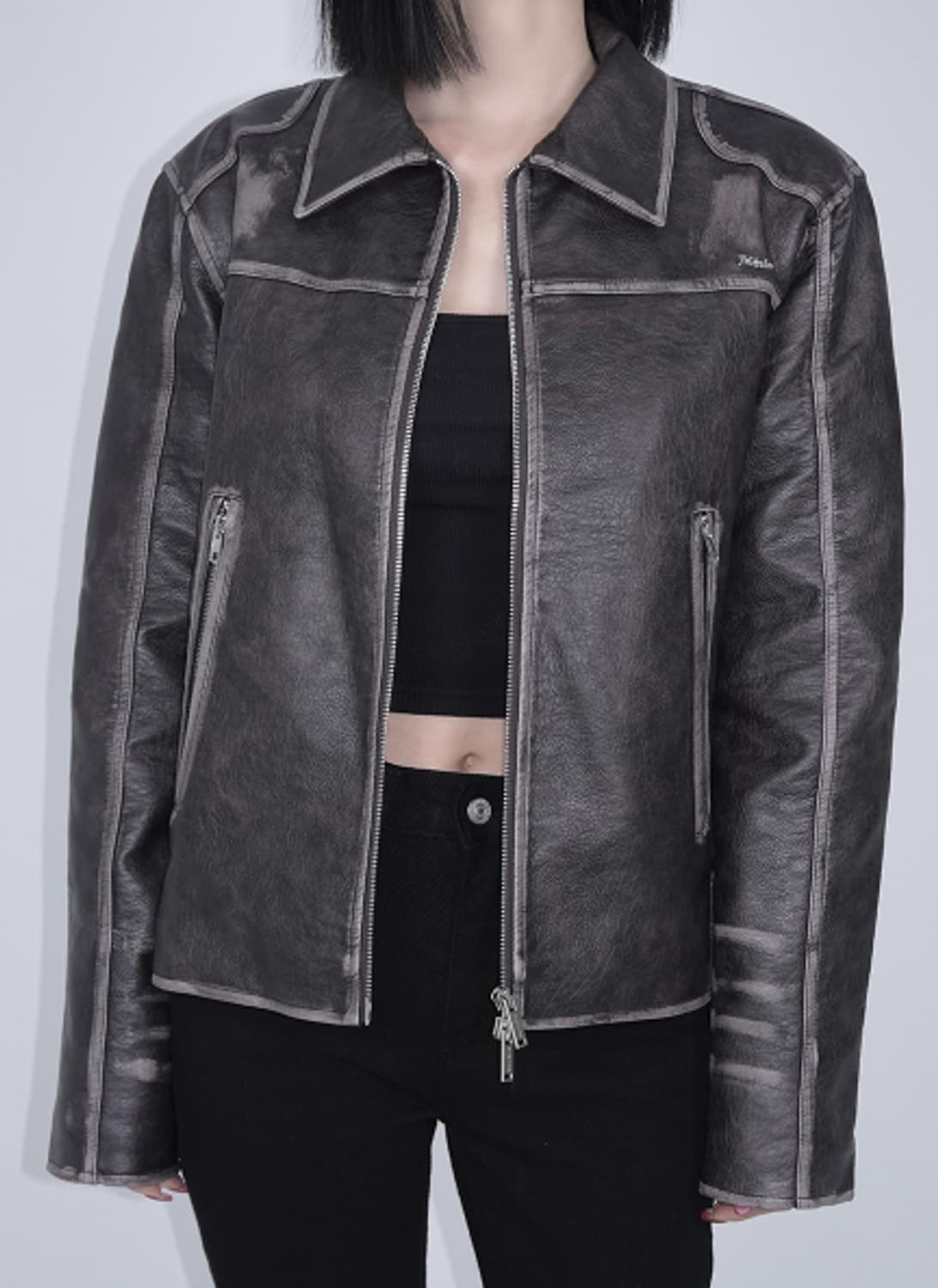 페일제이드 빈티지 워싱 패디드 바이커점퍼 S 상품이미지3