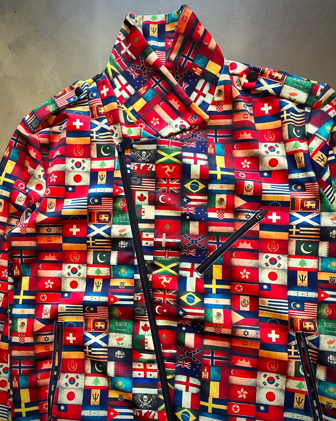 SAKUN Skull Mixed Flag Pattern Rider JK 상품이미지5