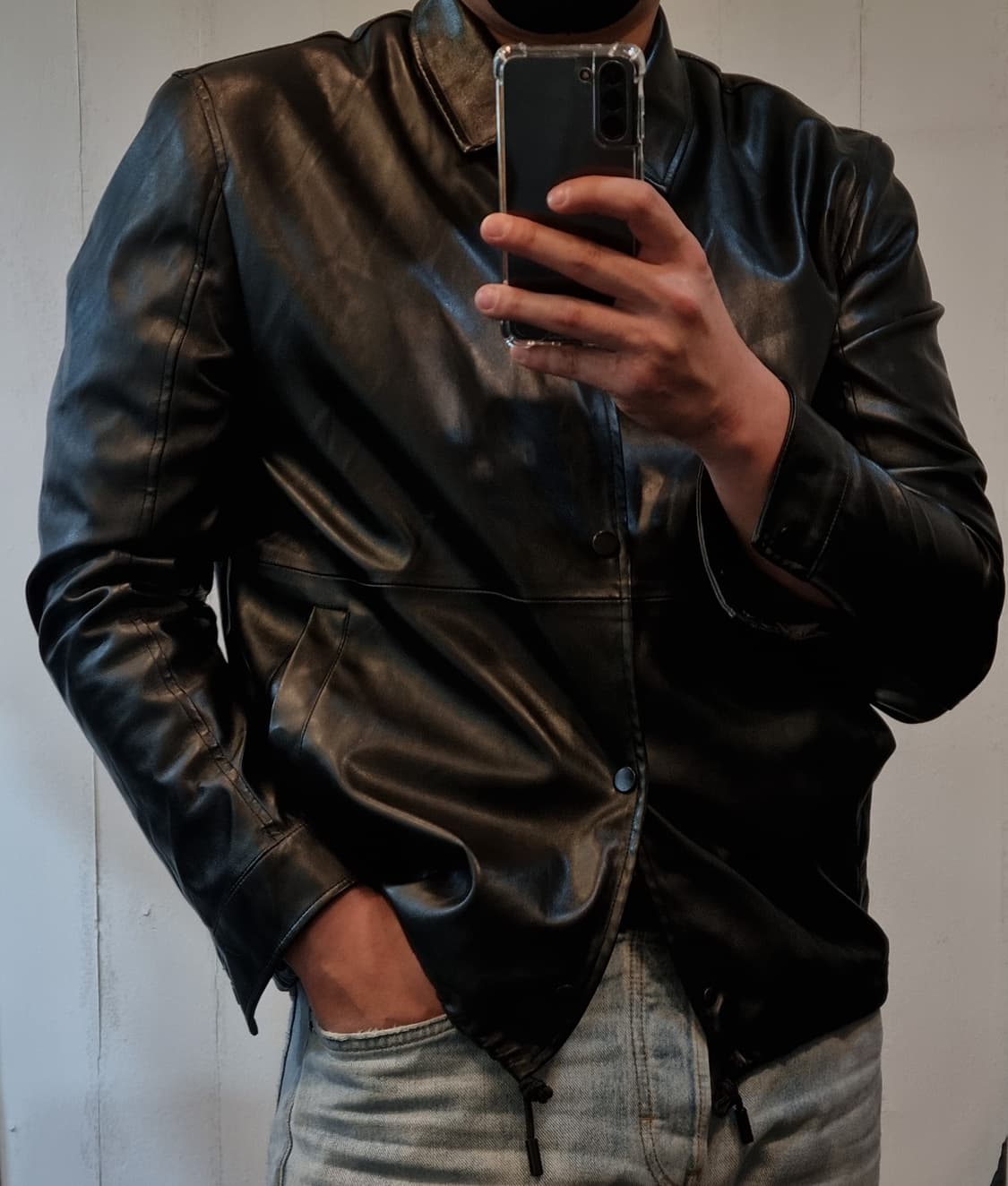 ZARA 남성 블랙 가죽 자켓 L 실측 105 상품이미지1