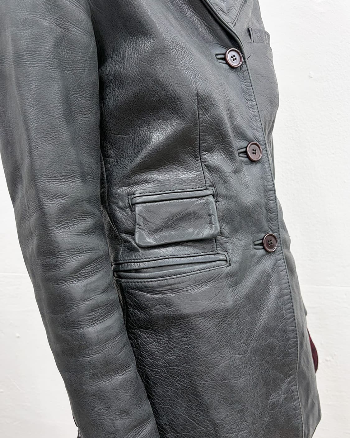 빈티지 카우 레더 블레이저 상품이미지5