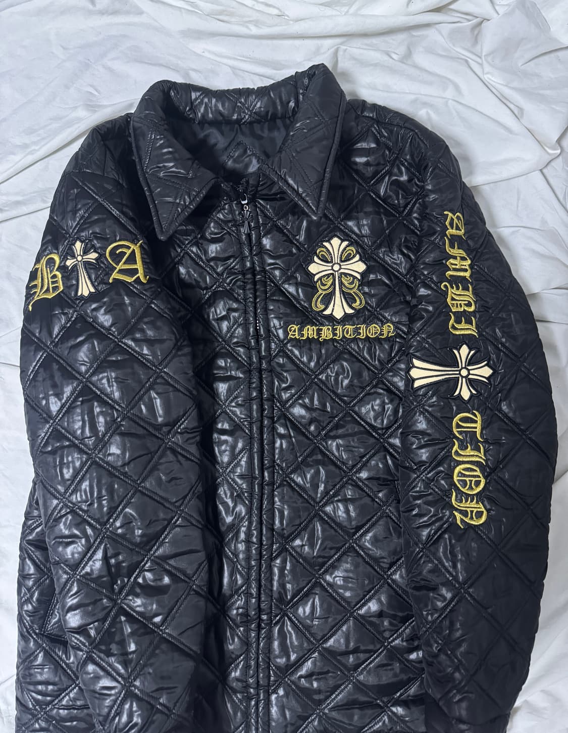 Be ambition 레터링 크로스 퀼팅 자켓 y2k vkei lgb 상품이미지4