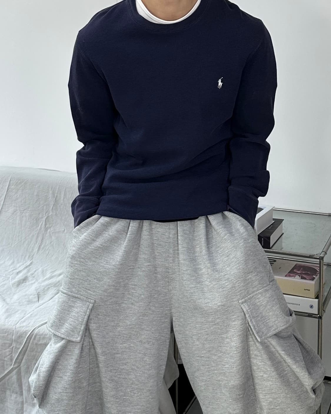 폴로 랄프로렌 네이비 와플티 S 상품이미지1