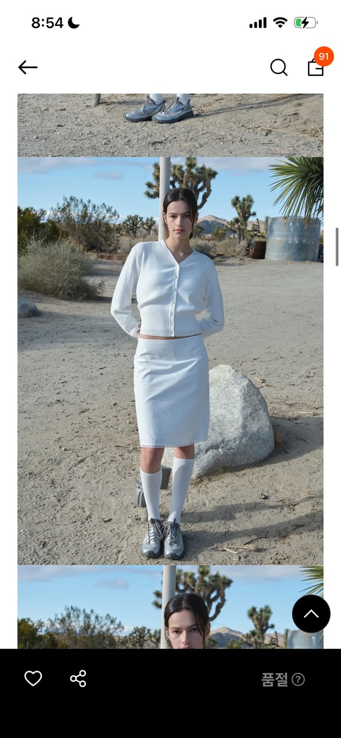 로우클래식 레이스 미디 스커트 화이트 새상품 상품이미지3