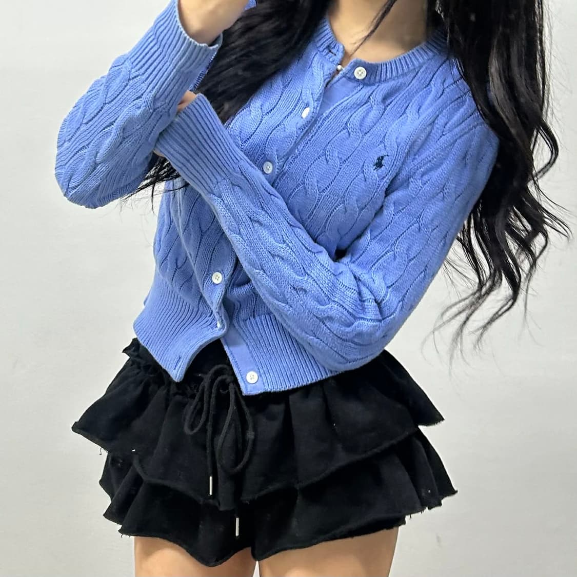 폴로 랄프로렌 신형 큐알택 케이블 걸즈 니트 가디건(S) 상품이미지4