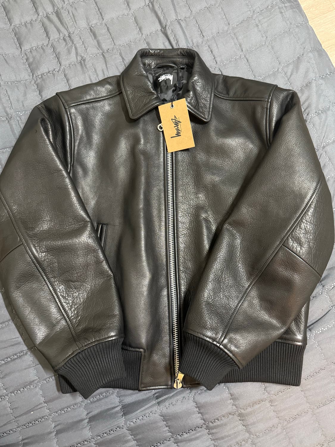 [S] 스투시 레더 플라이트 자켓 상품이미지1