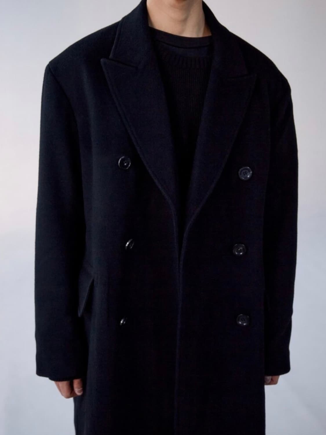 [2] 폴리테루 더블 브레스티드 코트 2.0 블랙 상품이미지2