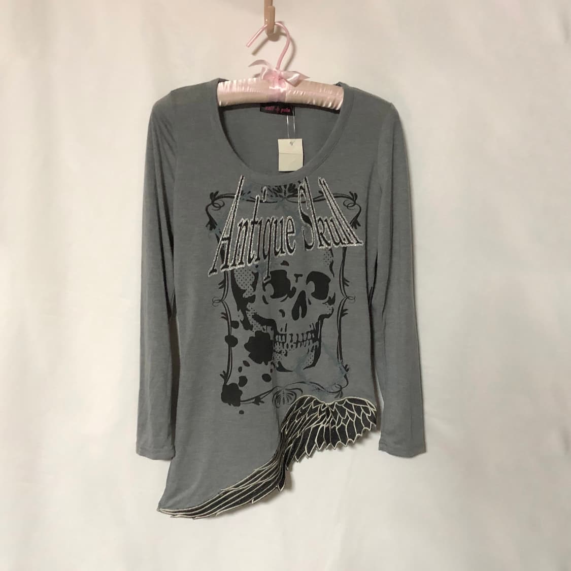 스컬 펑크 날개 티셔츠 그레이 상품이미지8