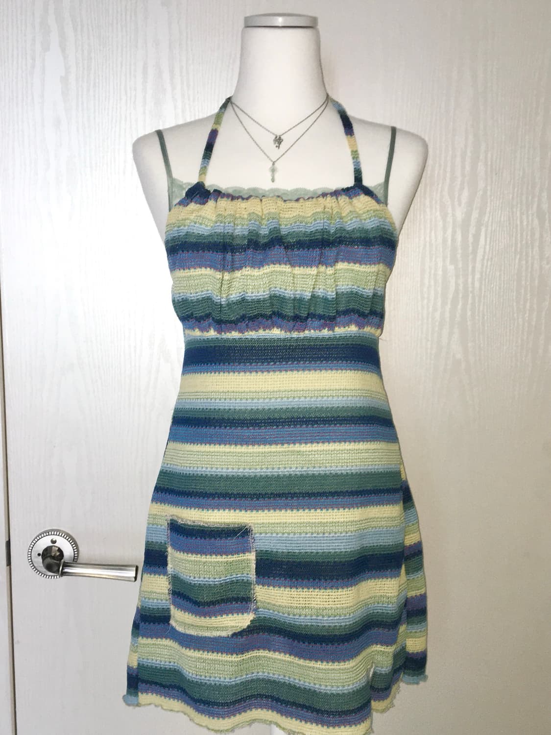 striped knit mini halter dress 상품이미지1