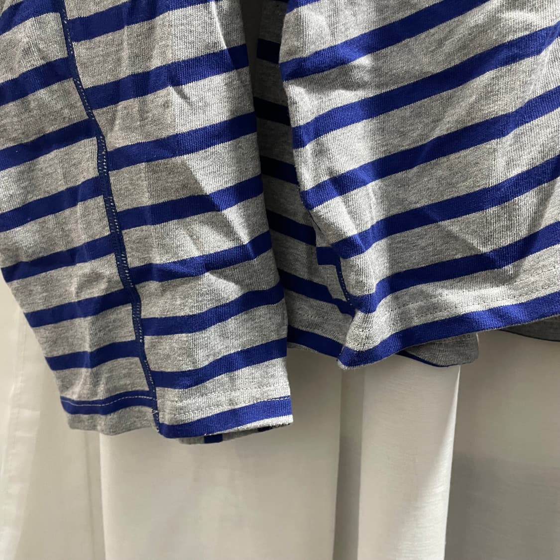 이얼즈어고/ 오버사이즈 바스크 코튼 스트라이프 티셔츠 그레이블루/ L 상품이미지6