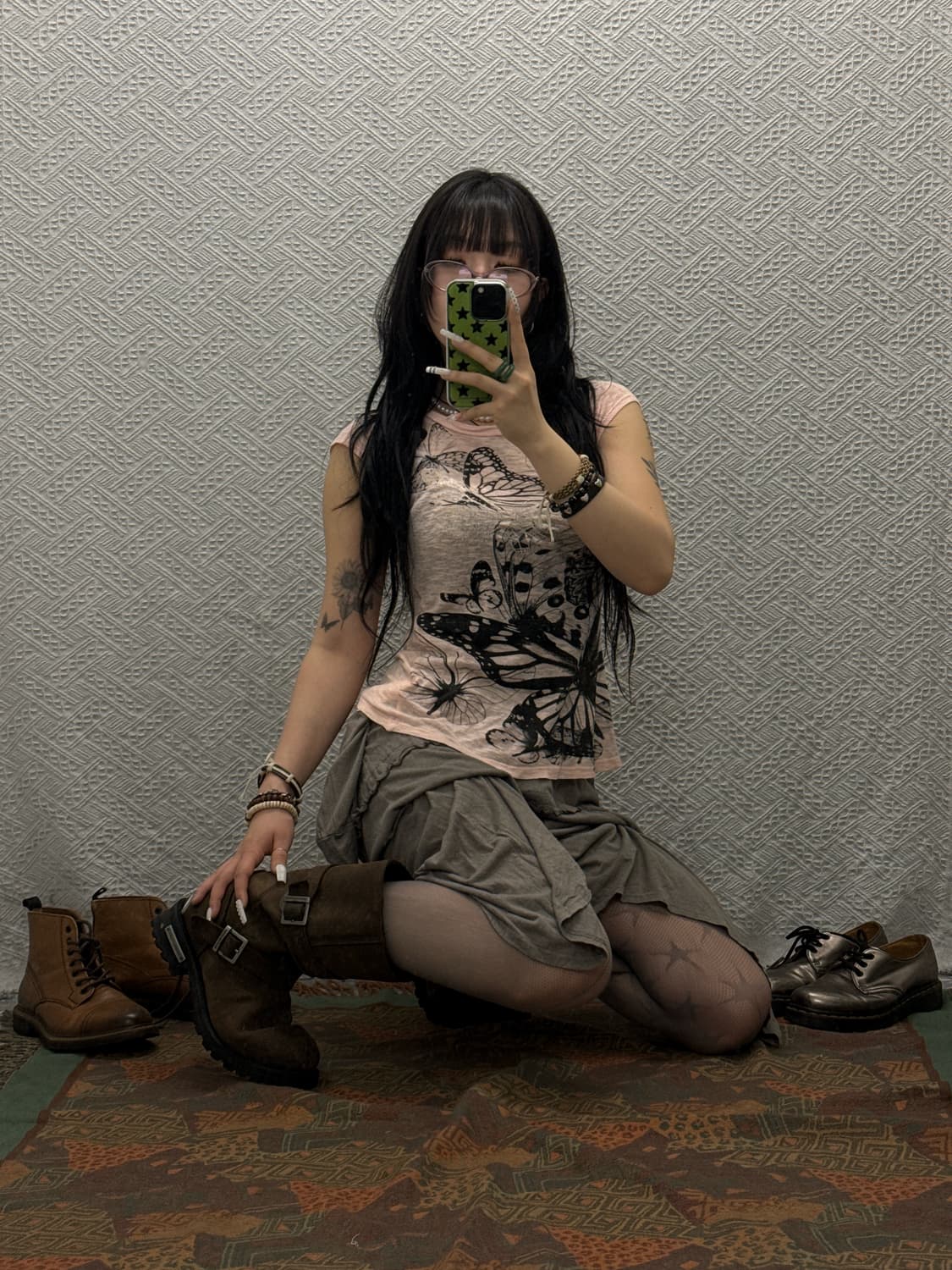 빈티지 Y2K 모리 갸루 락펑크 딸기우유 핑크 딱붙핏 반팔티 K0100  상품이미지1