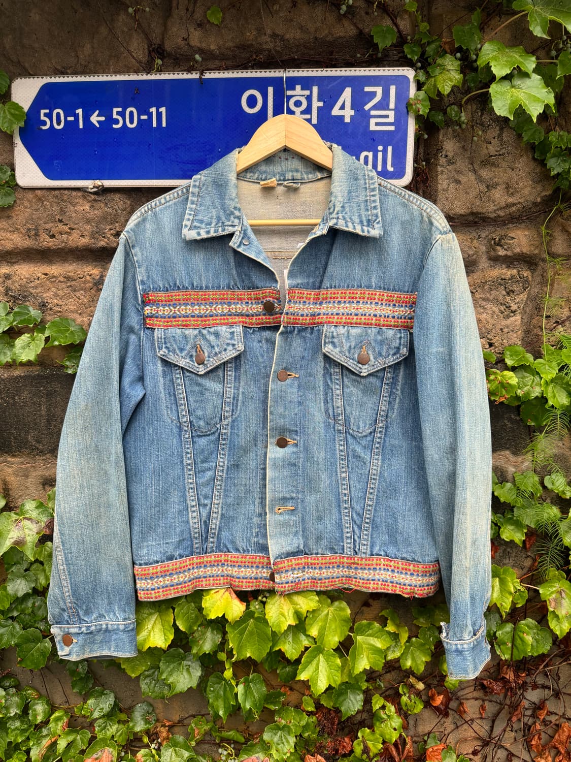 80s 랭글러 핸드 리페어 히피스타일 3rd 데님 트러커 자켓 42 상품이미지1