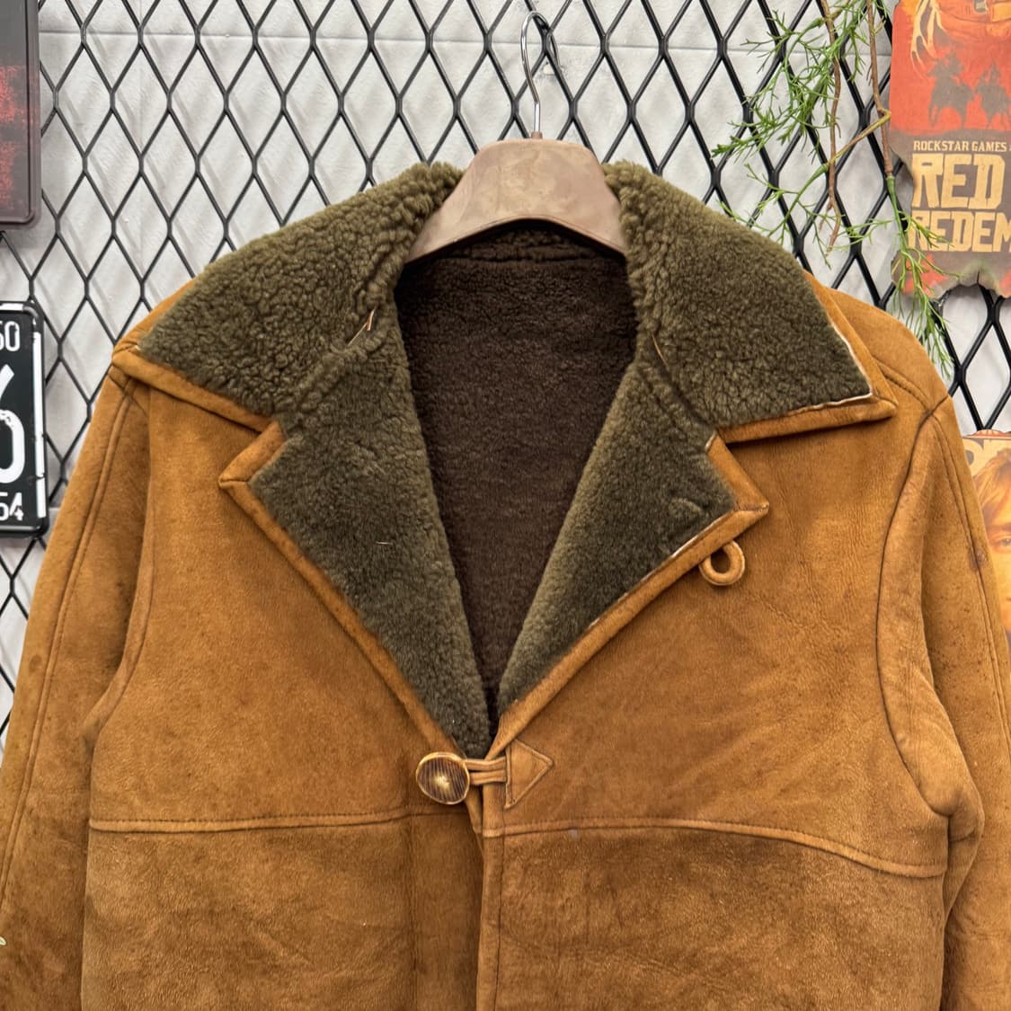 80s USA VINTAGE 양가죽 토글 무스탕 코트 브라운 상품이미지3