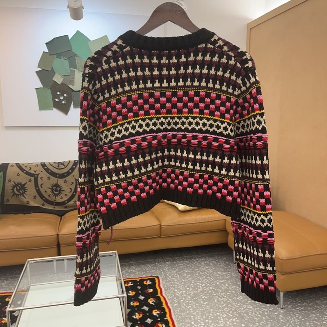 자라 자카드 히피 보헤미안 뜨개패턴 가디건 L C07727 상품이미지4