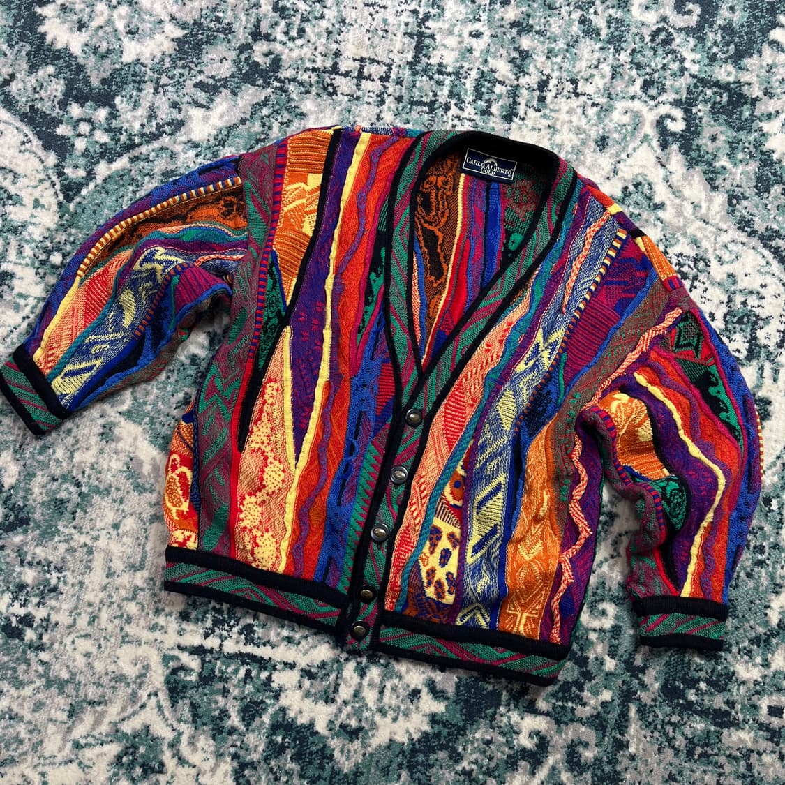 Carlo Alberto Gold 멀티컬러 케이블 니트 가디건(M) 상품이미지1