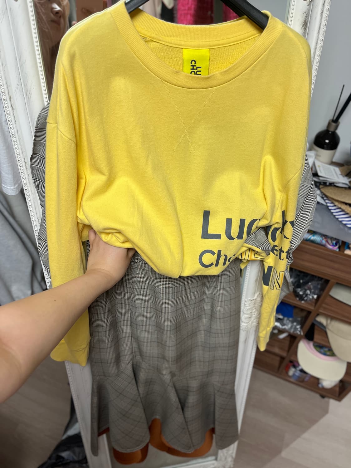 럭키슈에트 체크 머메이드 스커트 36 상품이미지5