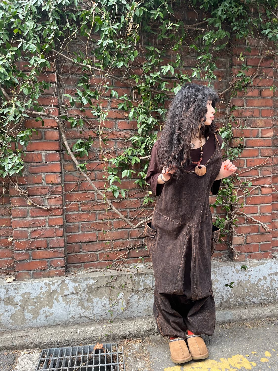 히피 브라운 워싱 점프수트 상품이미지1