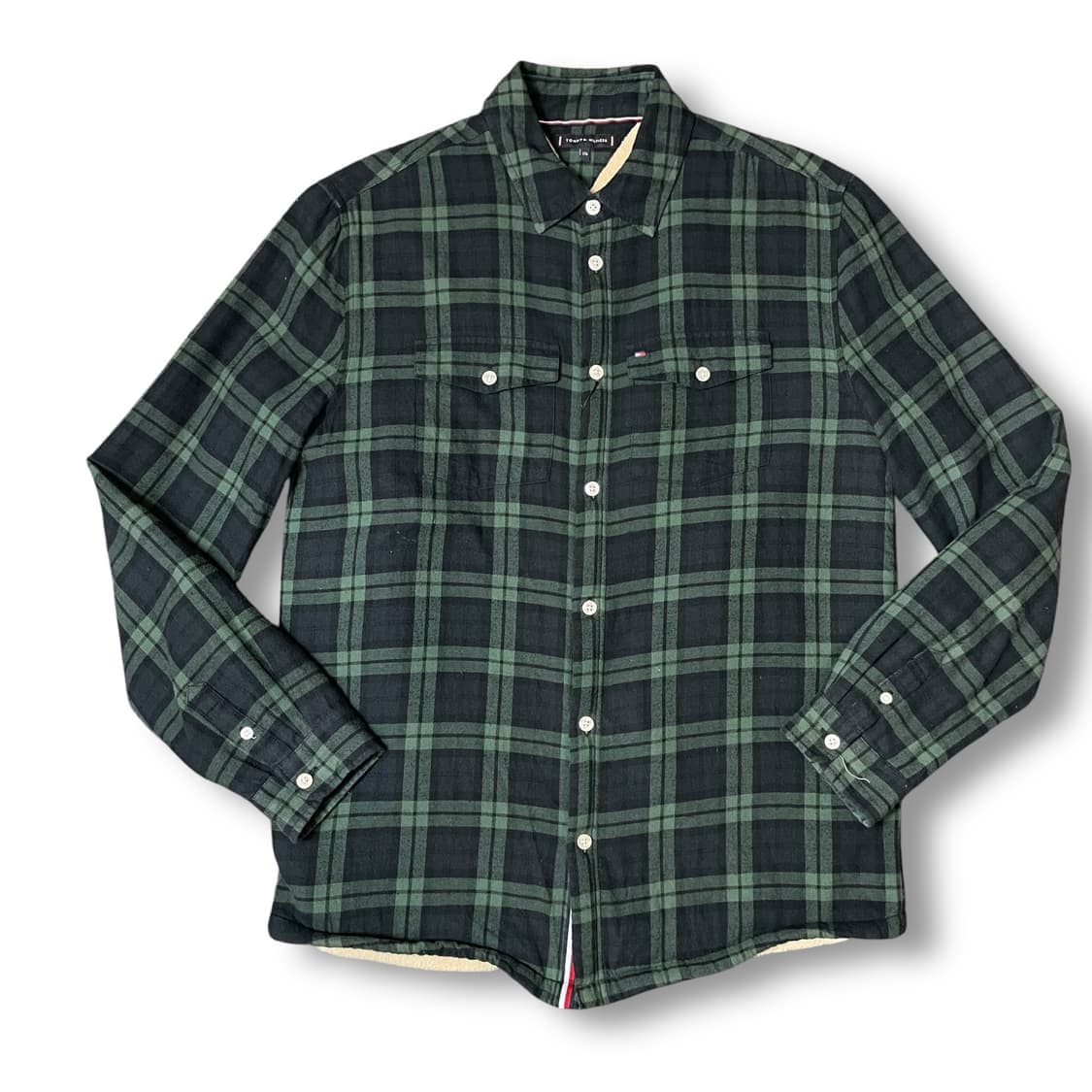 타미힐피거 딥그린체크 안감플리스 투포켓 긴팔 셔츠 176 상품이미지1