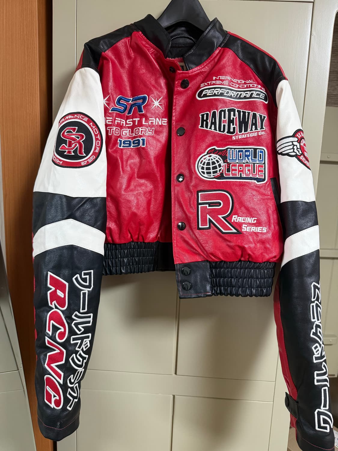 크롭 레이싱 자켓 상품이미지1