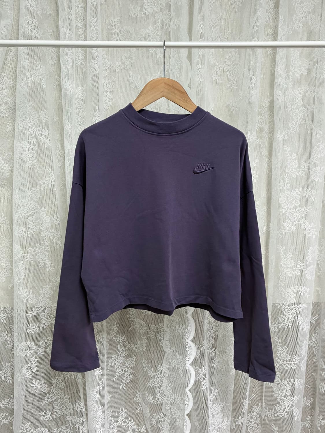 S) 나이키 여성 크롭 롱슬리브 티셔츠 퍼플 상품이미지1