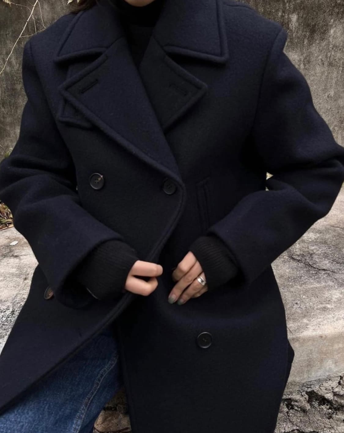 언더스탠딩 울 피코트 네이비 (울 90) 상품이미지2