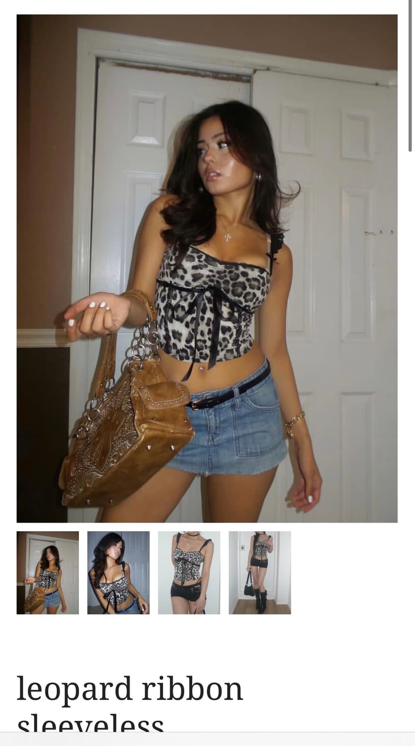 엔젤넘버555 레오파드 리본 슬리브리스  leopard ribbon sl 상품이미지1