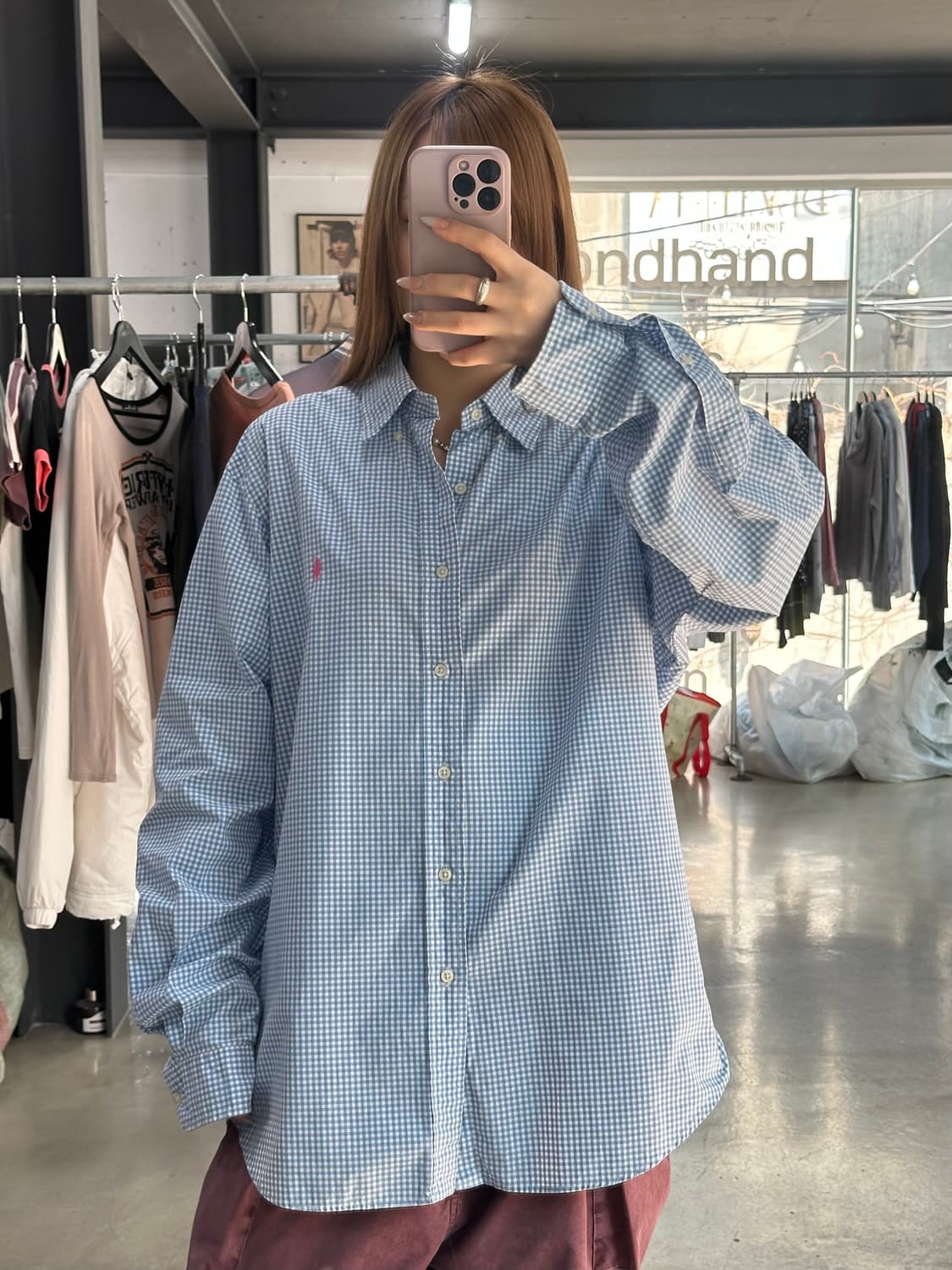 폴로랄프로렌 체크 핑크포니 셔츠 스카이블루 상품이미지4