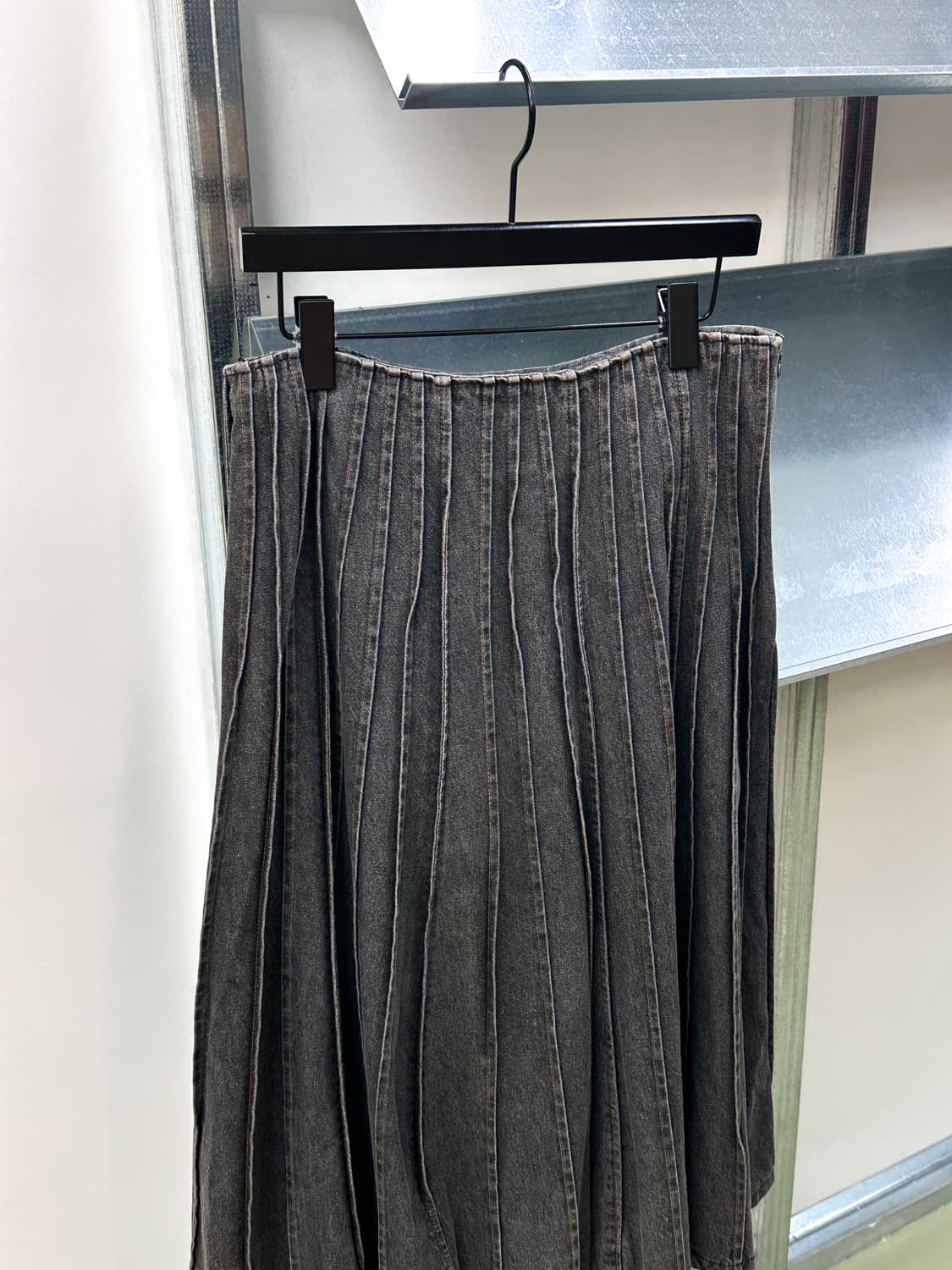 gray denim pleats skirt 상품이미지5