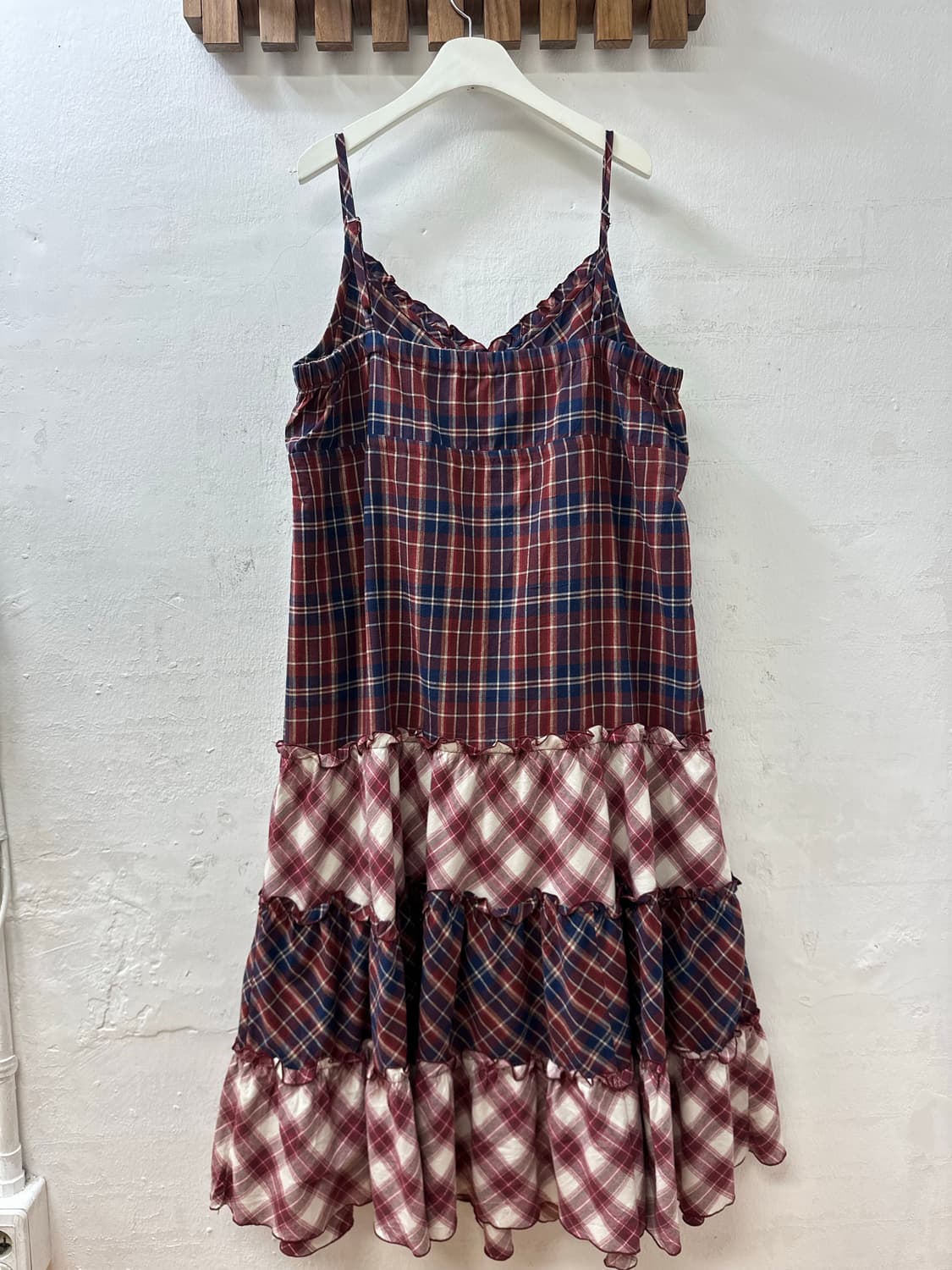 일본빈티지 체크 패턴 체크 믹스 코튼 100% 원피스 (끈조절가능) 상품이미지5