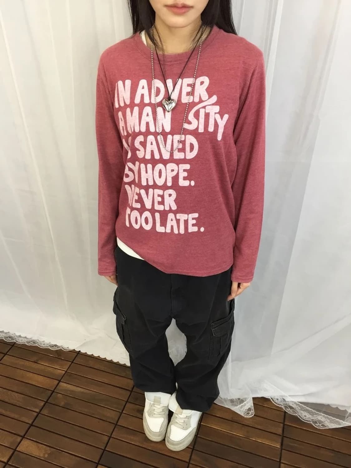 JPN Red Quote Long Sleeve Tee 상품이미지2