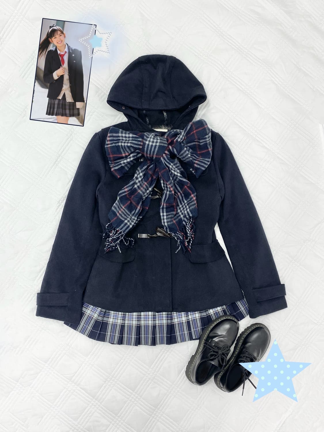 ꒰ঌ 니혼진 교토걸 네이비 벨벳 떡볶이 코트 ໒꒱ 상품이미지1