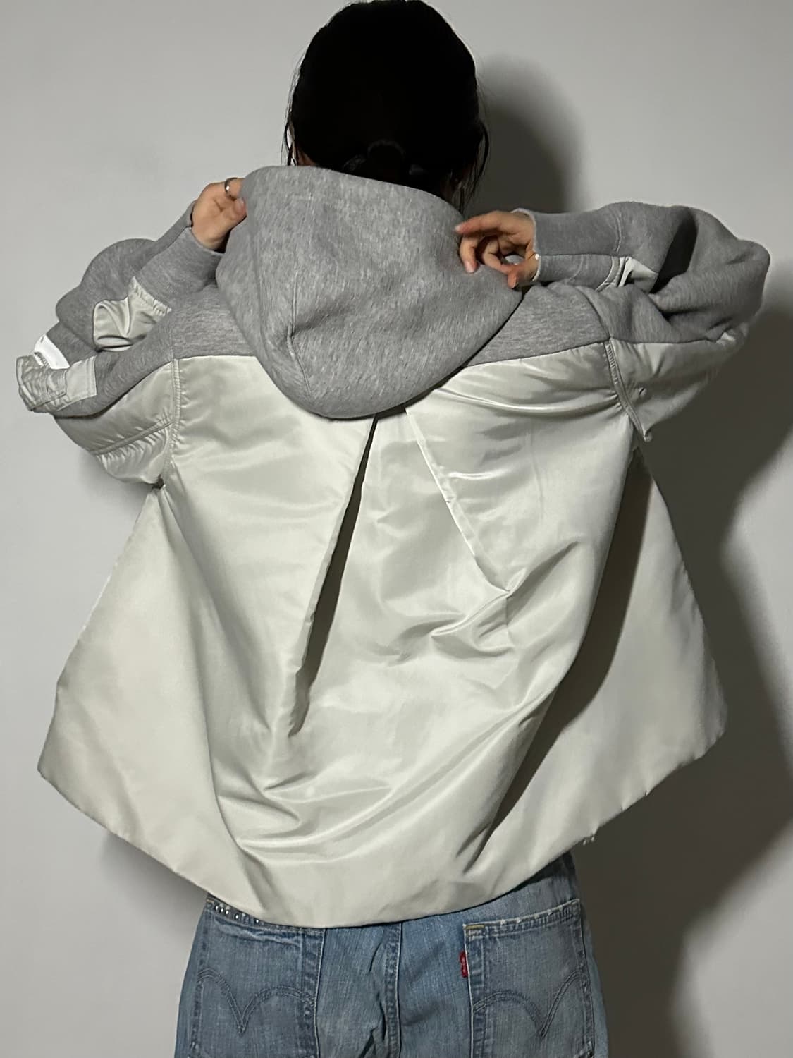 (21s) 사카이 봄버 나일론 믹스 코튼 후드 자켓 상품이미지3