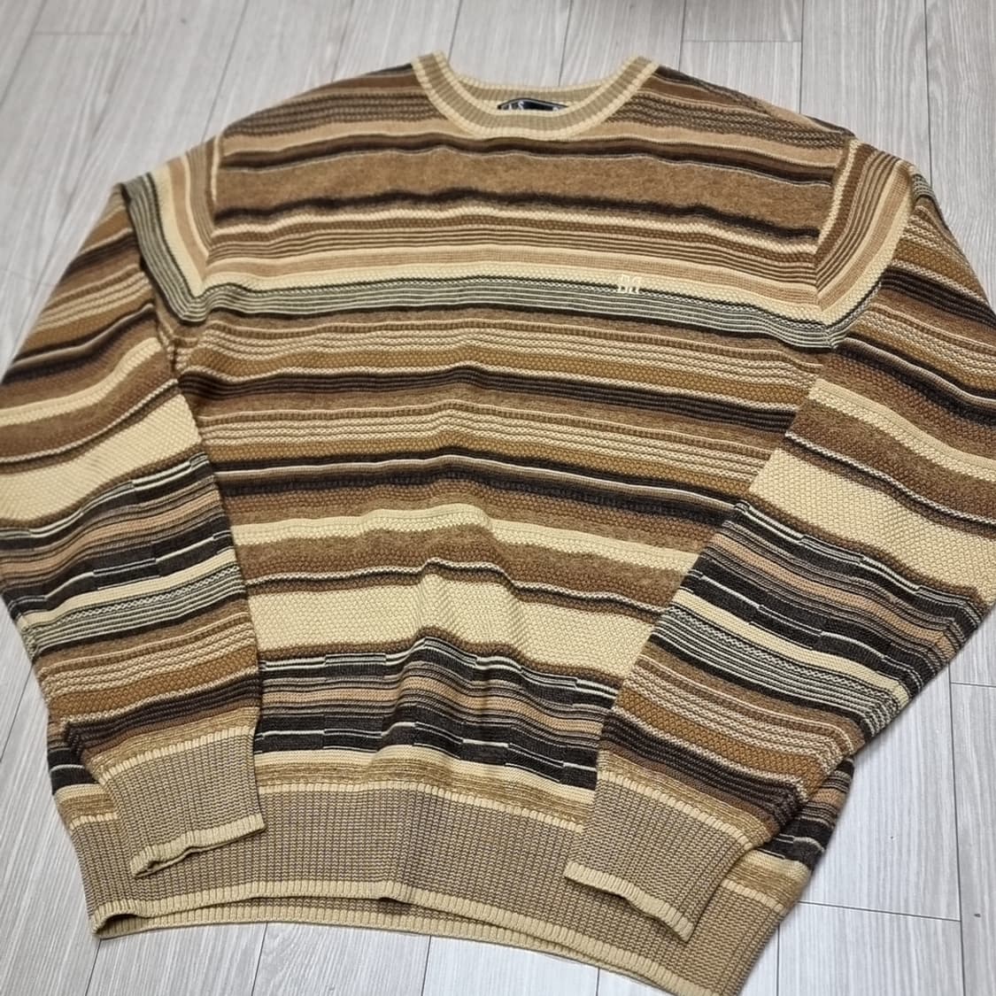 80s 닥스 빈티지 브라운톤 스트라이프 니트 스웨터(100) 상품이미지1
