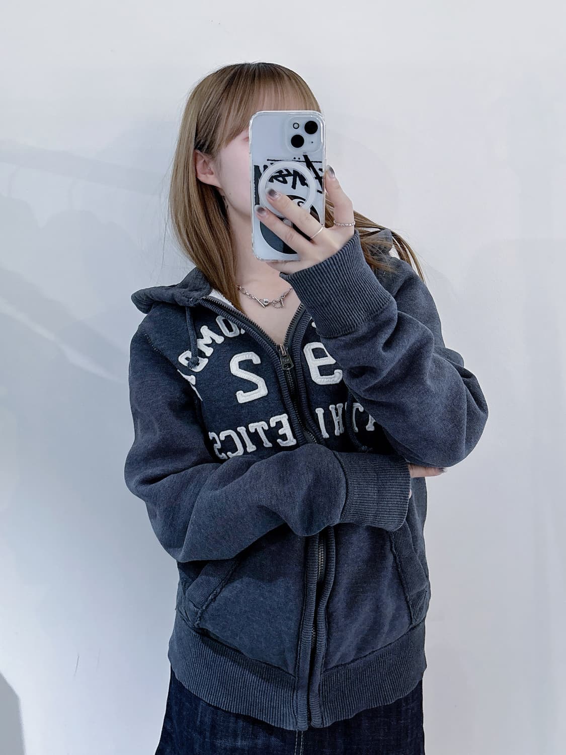 아베크롬비 그레이 빅로고 후드집업 상품이미지1