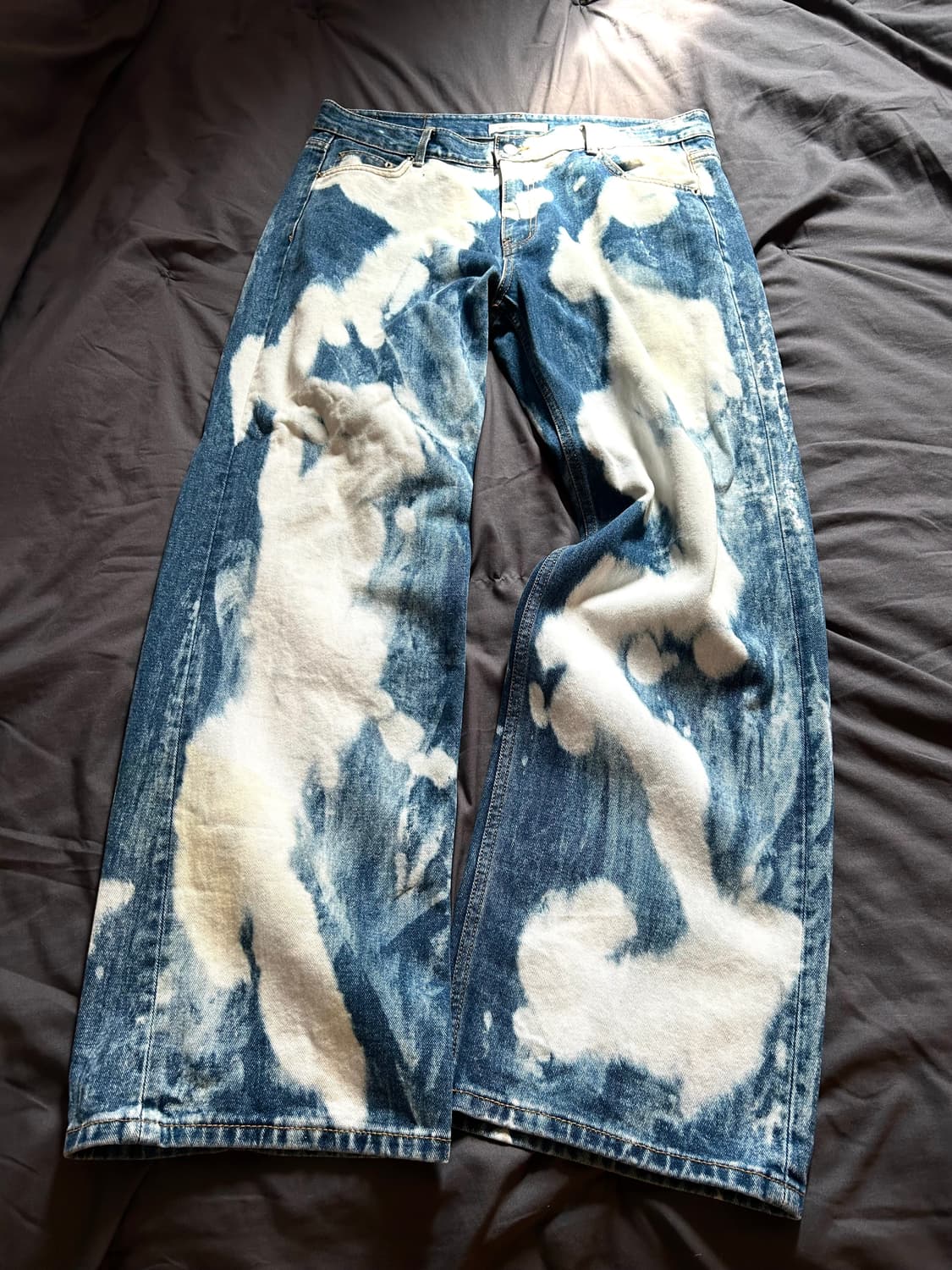Bleached Pattern Wide Denim Pants 상품이미지1