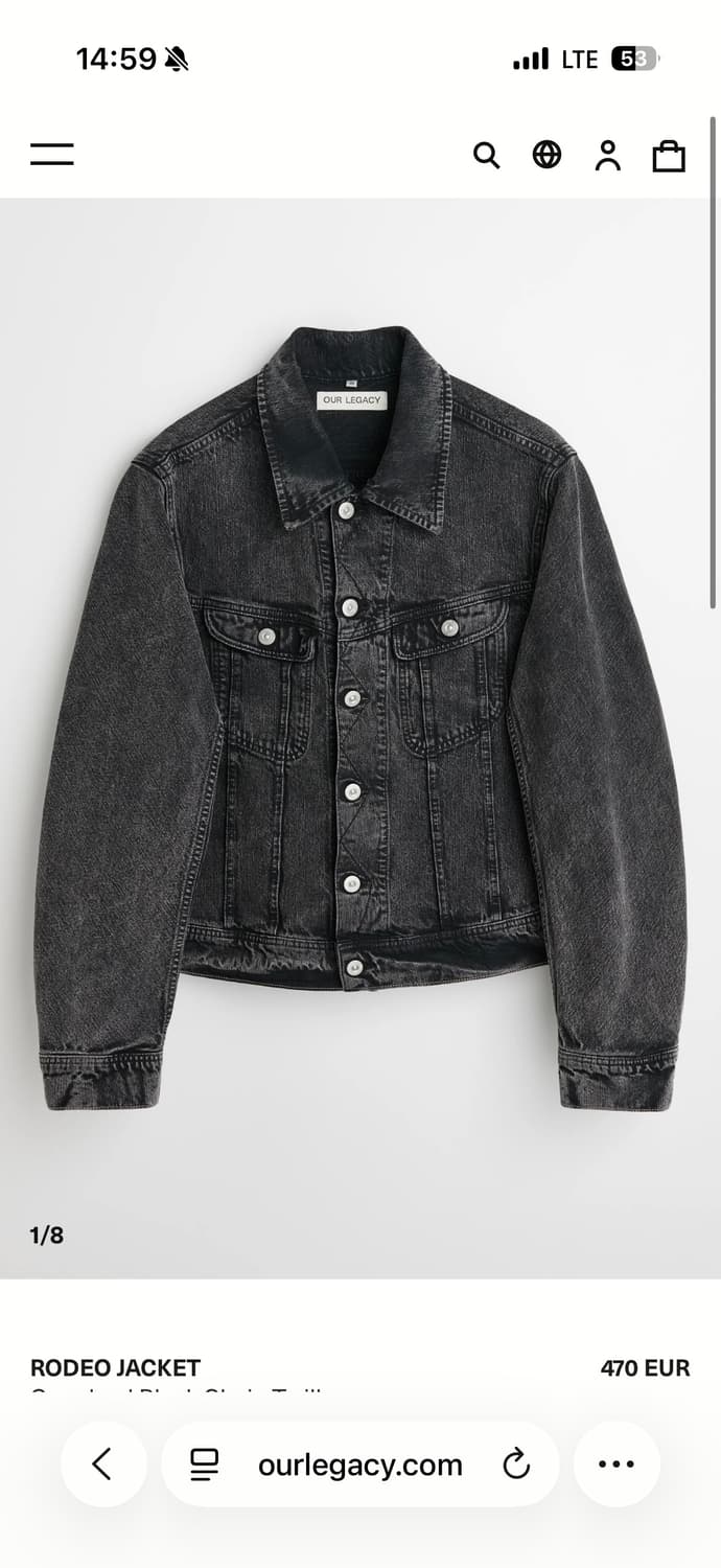 아워레가시 로데오데님자켓 블랙체인트월 46사이즈 상품이미지1