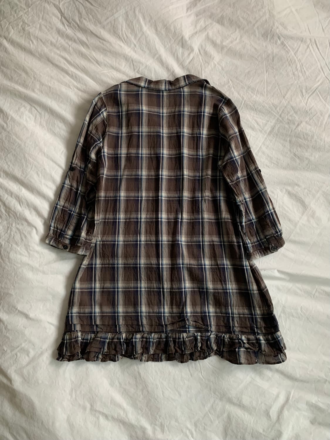 브라운 프릴 체크 블라우스 상품이미지6