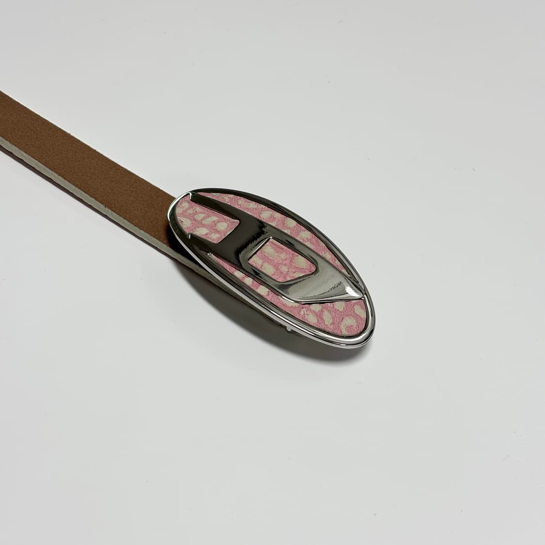 디젤 B-1DR 핑크 레오파드 카프 레더 슬림 벨트 상품이미지3