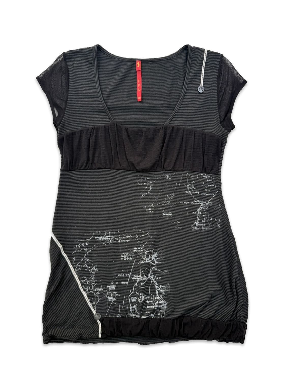 빈티지 블랙 스크라이프 레이어드 티셔츠 상품이미지5