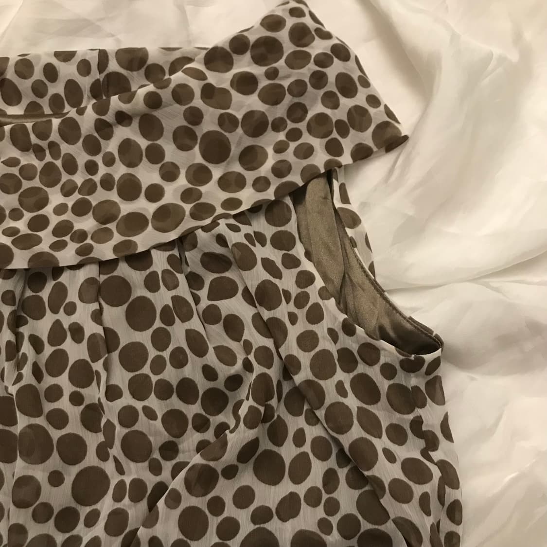 JPN Vintage 오네갸루 브라운 도트 블라우스 상품이미지2