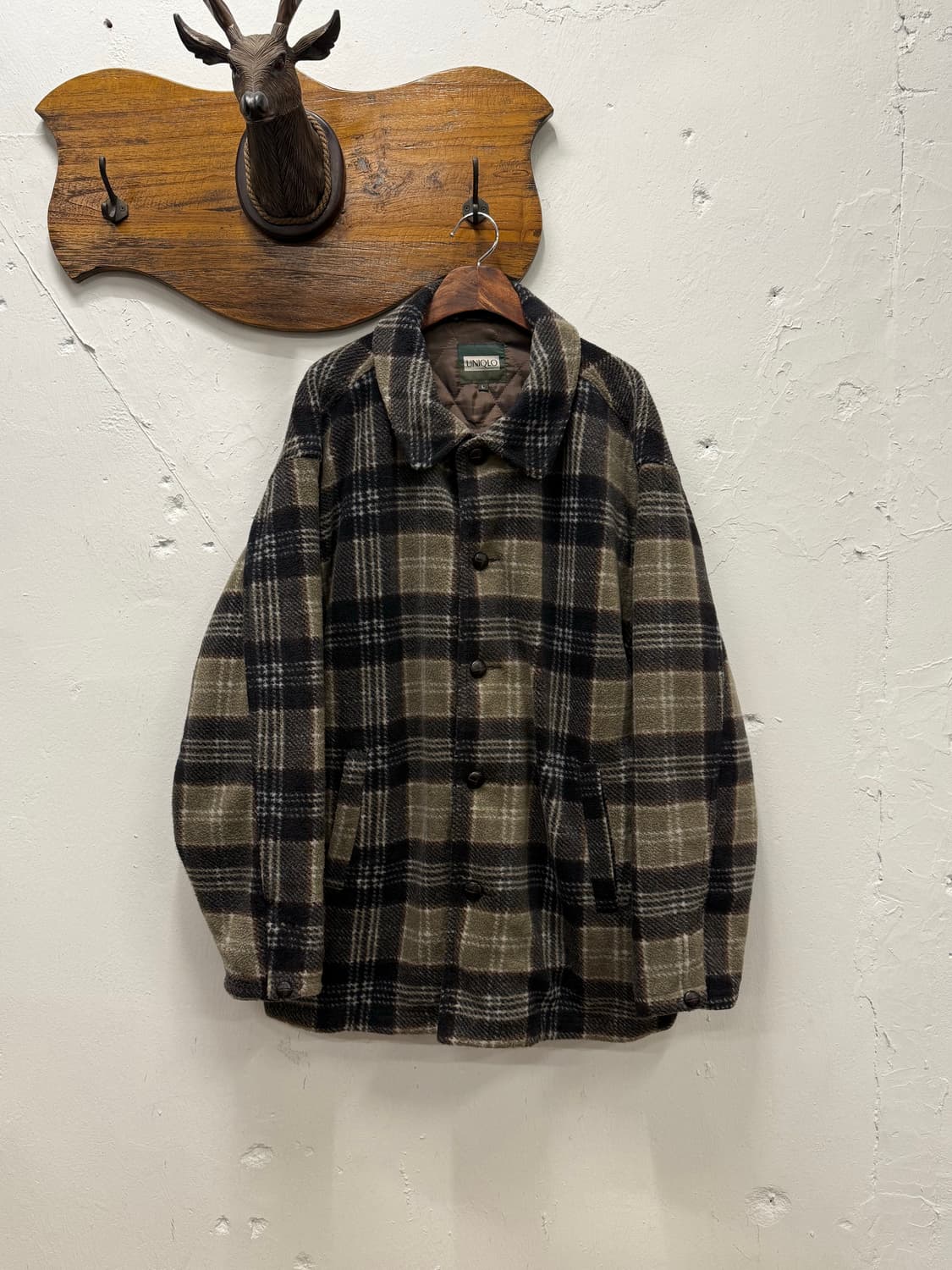 L) Old UNIQLO Plaid Quilted Lined Jacket 상품이미지1