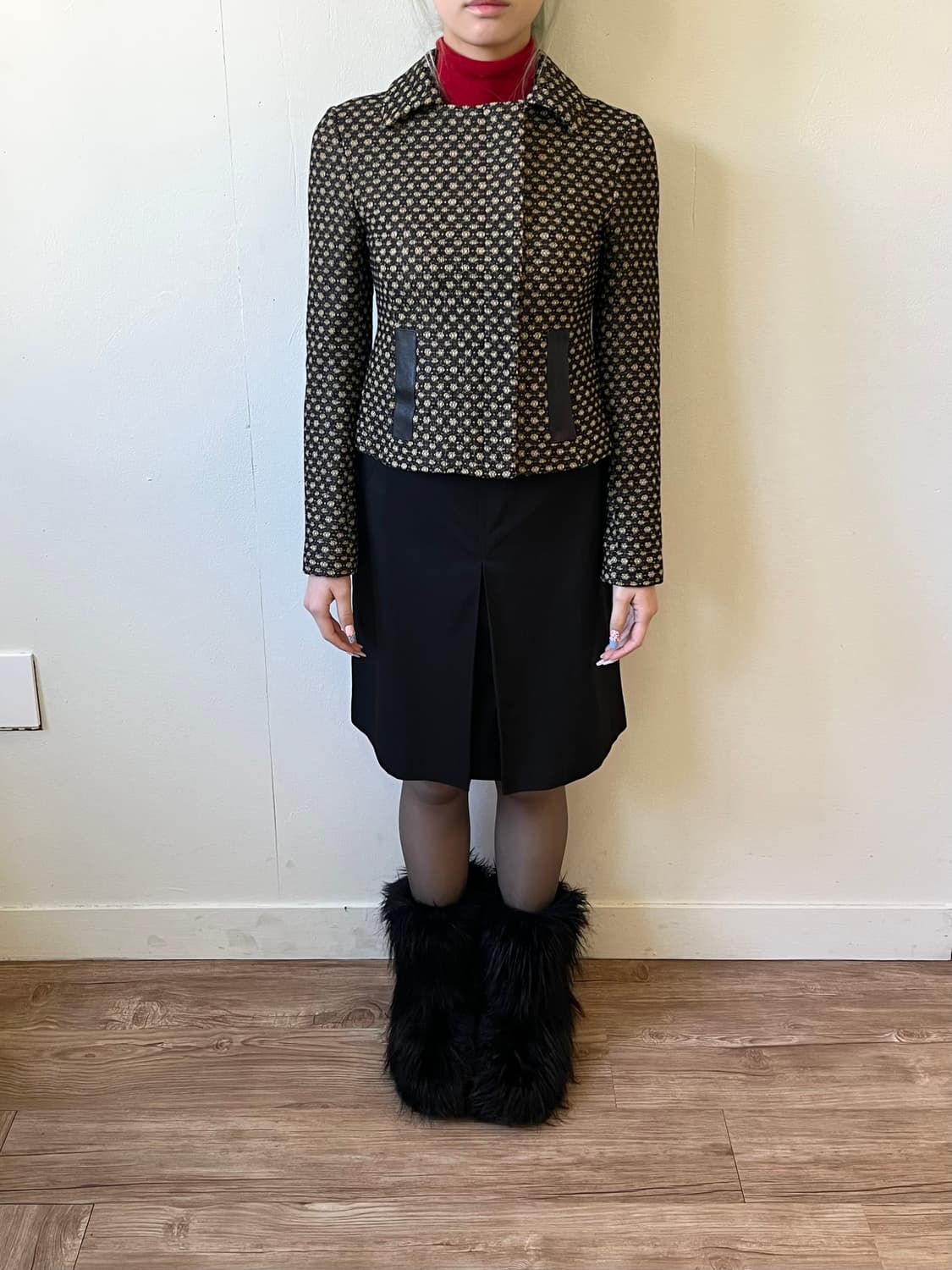 nanette lepore 도트 레더 트위드 자켓 상품이미지8