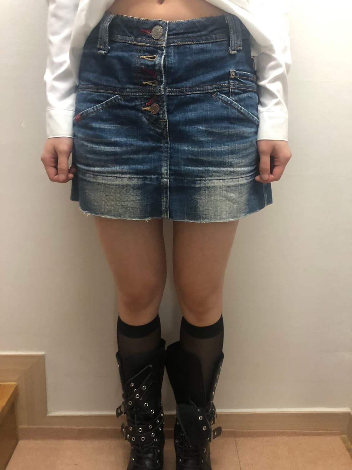 빈티지 데님 버튼 미니 스커트 상품이미지7