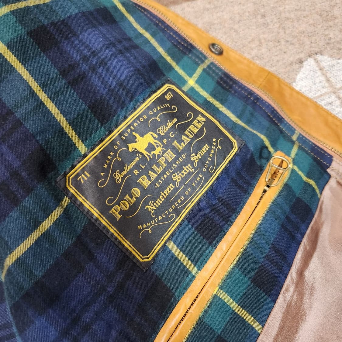 폴로랄프로렌 오일레더 모터싸이클 소가죽 자켓 L 상품이미지5