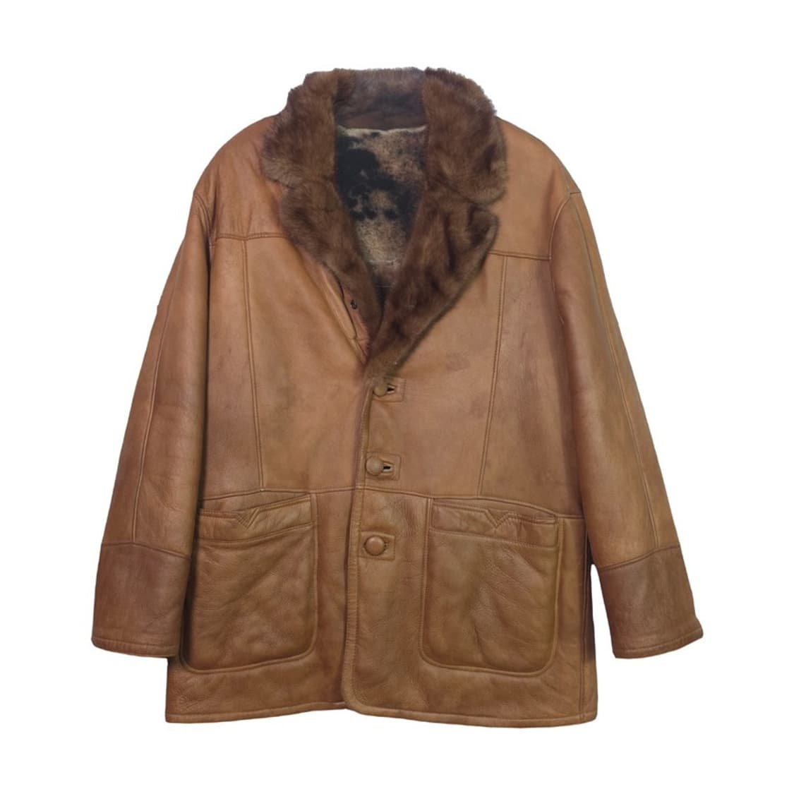 FUR 스페인 리얼양가죽 빈티지 무스탕 코트 2XL 상품이미지1