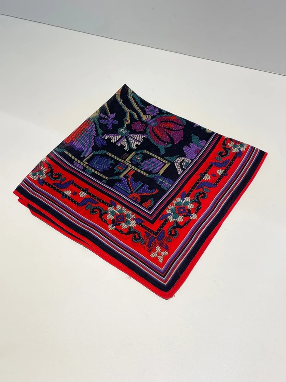 겐조 00s 재팬 에스닉 플라워 패턴 쁘띠 손수건 A1464 상품이미지3