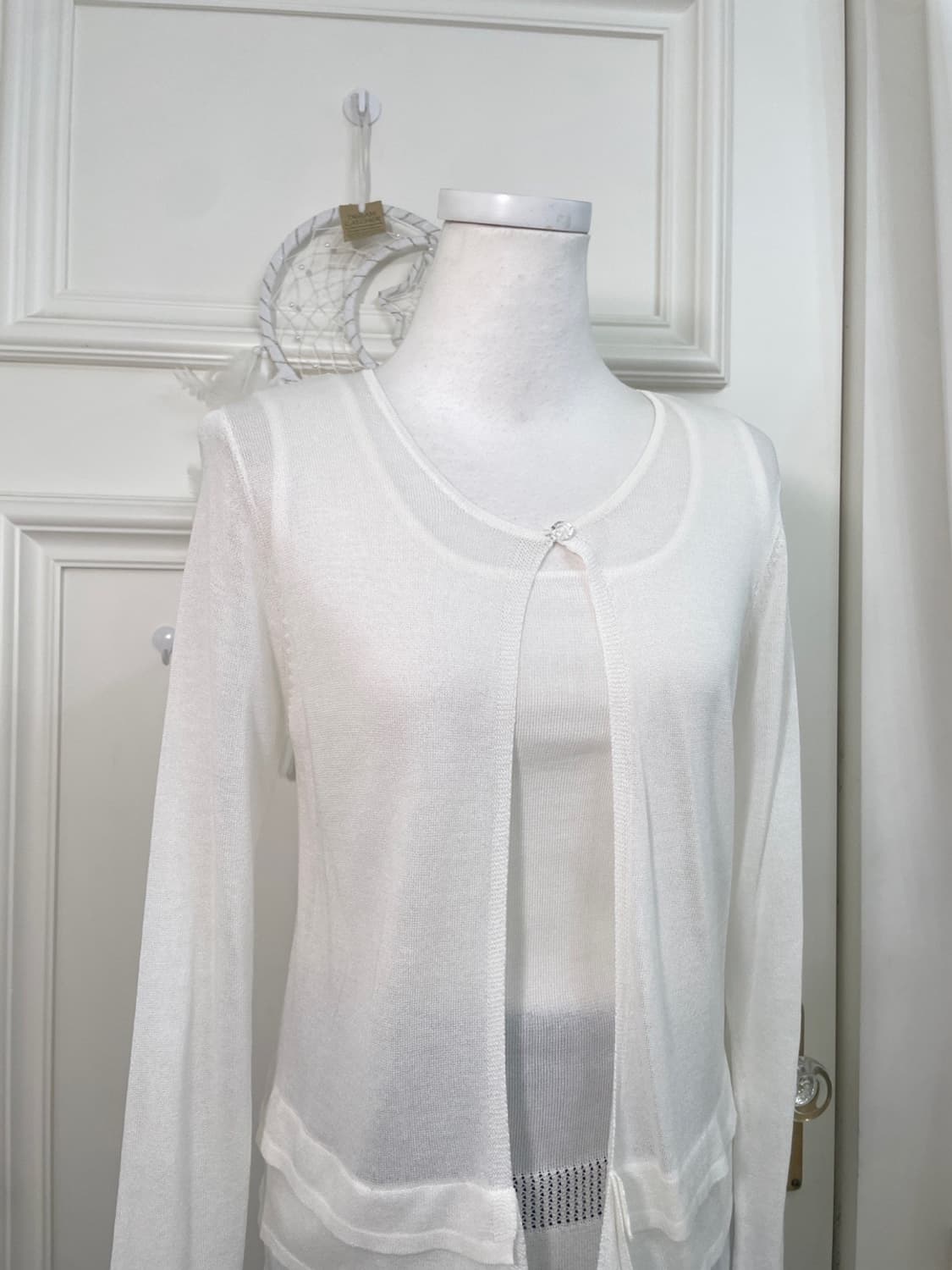 ivory crystal button pleats cardigan&bas 상품이미지6