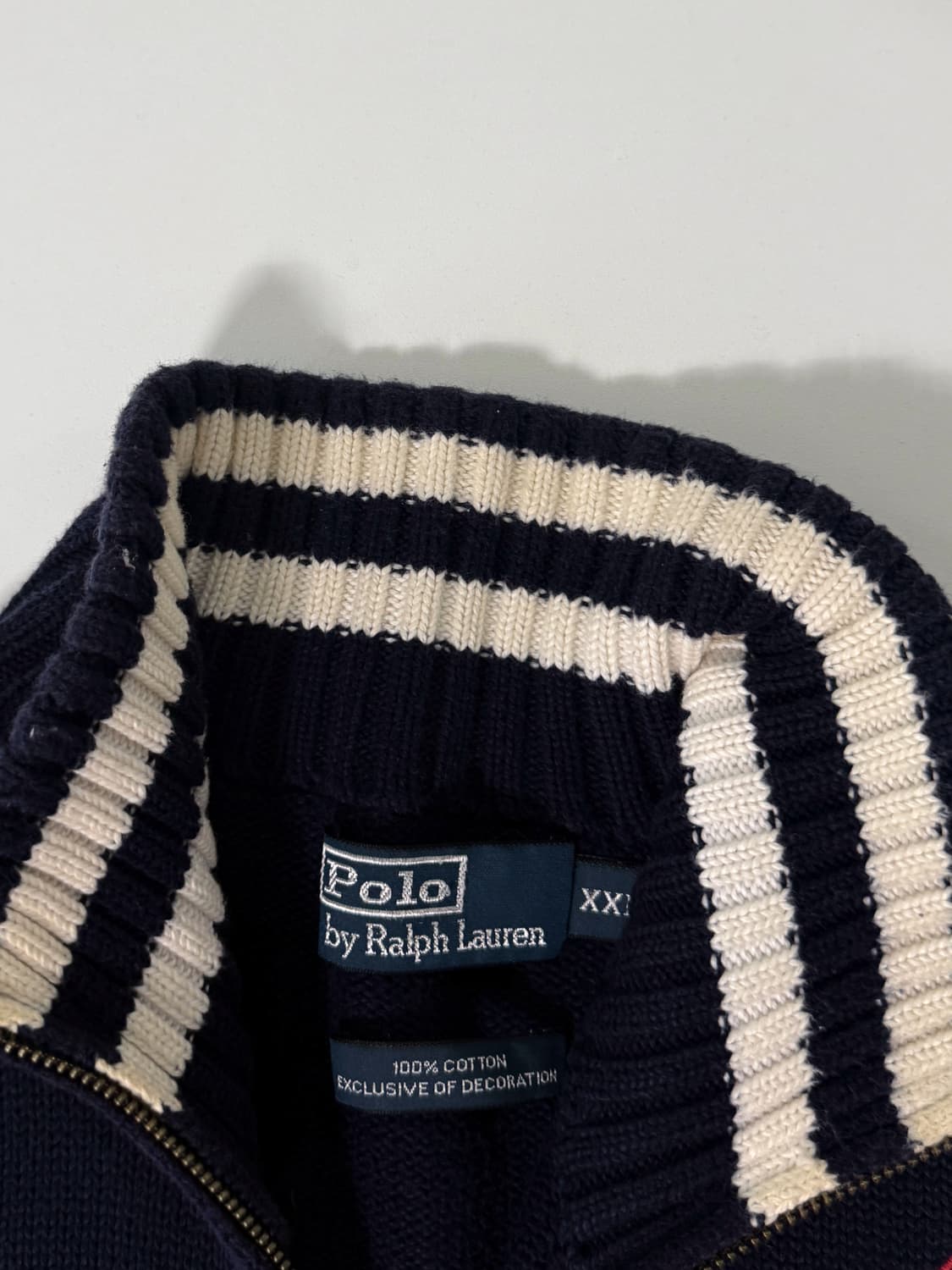폴로 랄프로렌  치프키프 딥네이비 해비 코튼 투웨이 빅포니 니트 집업 상품이미지4