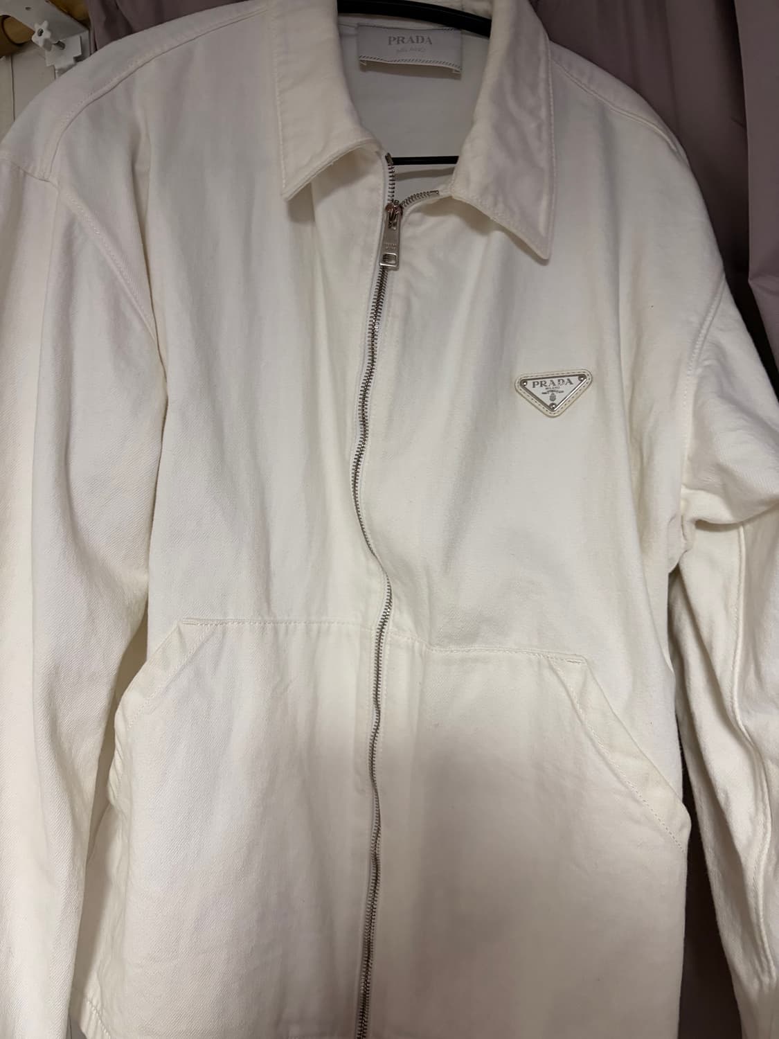 프라다 데님 블루종 자켓 화이트 XL 상품이미지1