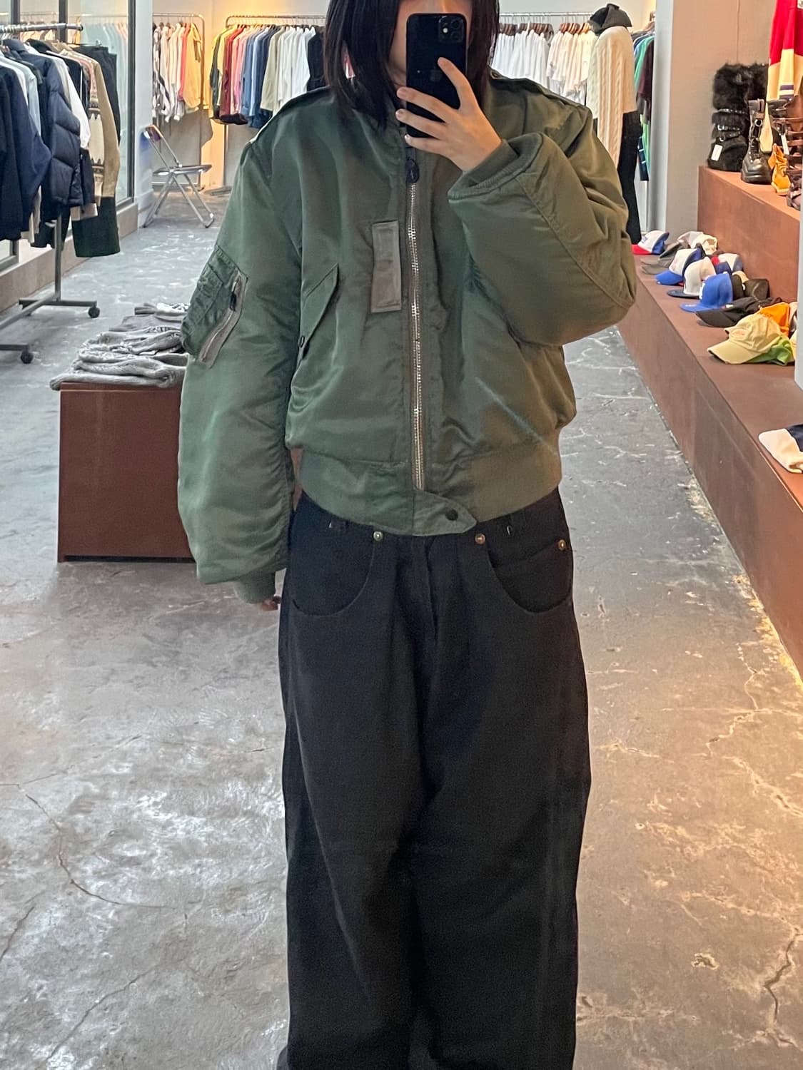 빈티지 카키 플라이트 자켓 H942 상품이미지1