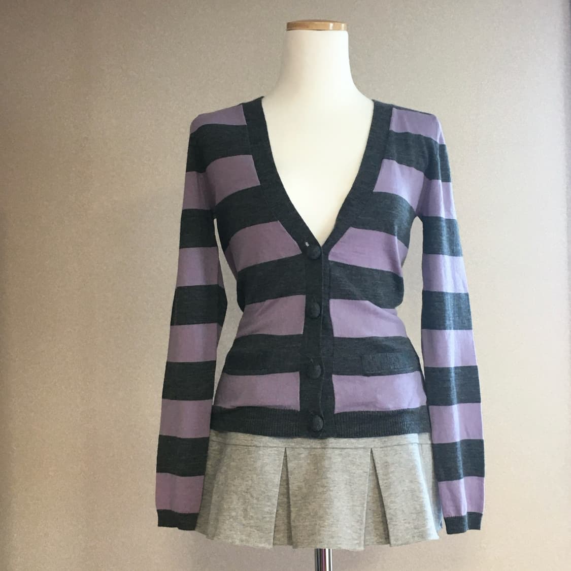 퍼플그레이 스트라이프 가디건 상품이미지1